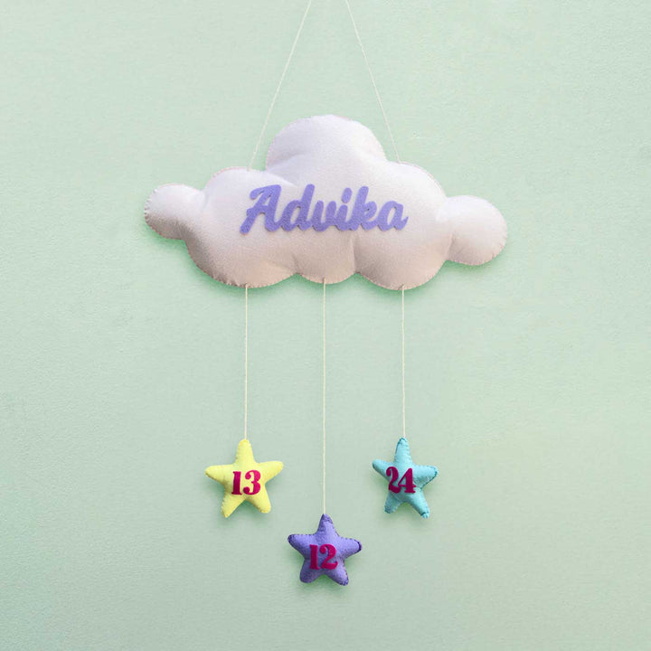 Personalized Cloud Theme Felt Kids Name Plate