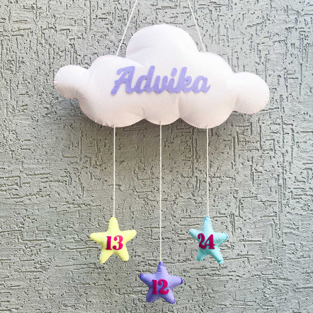 Personalized Cloud Theme Felt Kids Name Plate