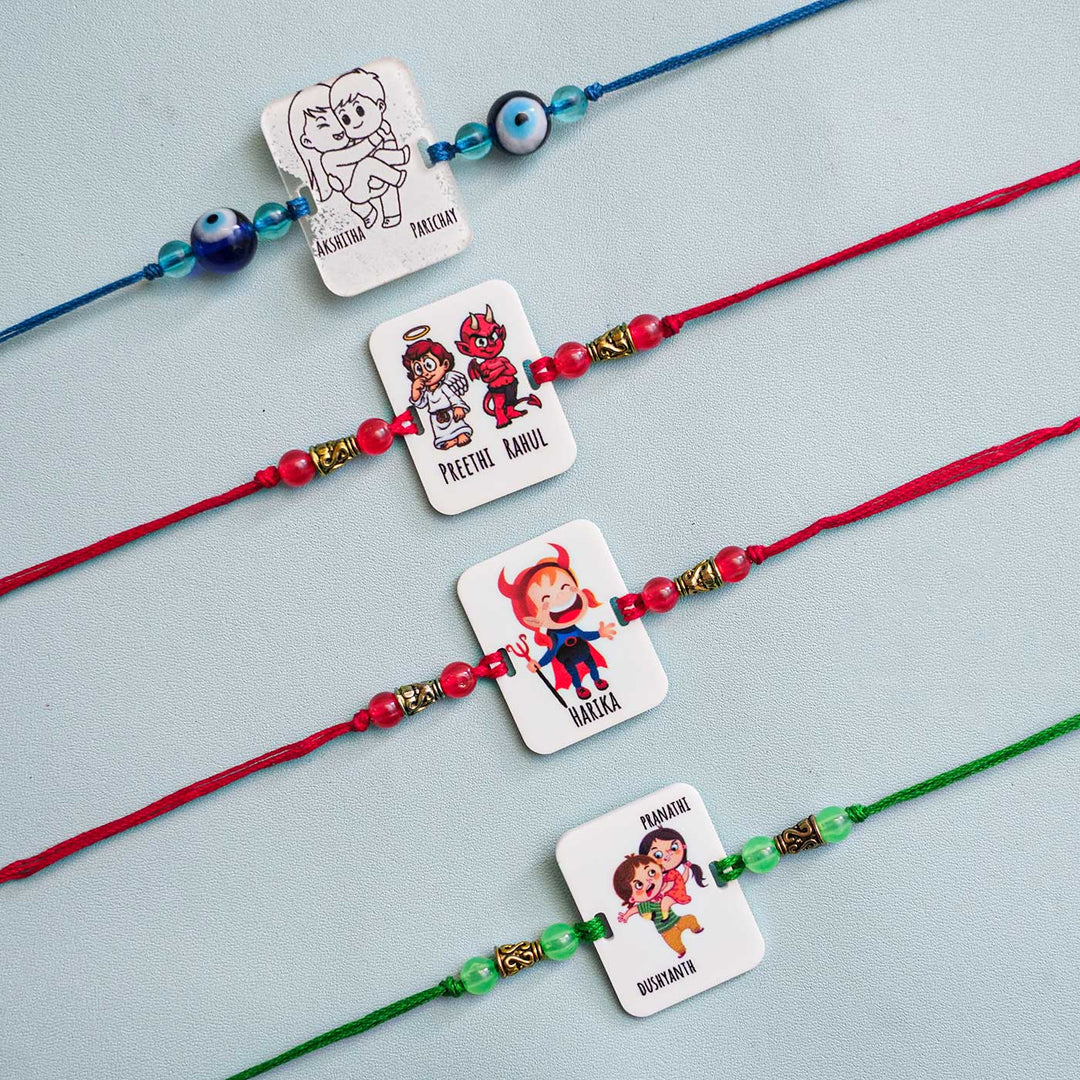 Personalized Handmade Devil Sister Acrylic Rakhi With Roli Chawal