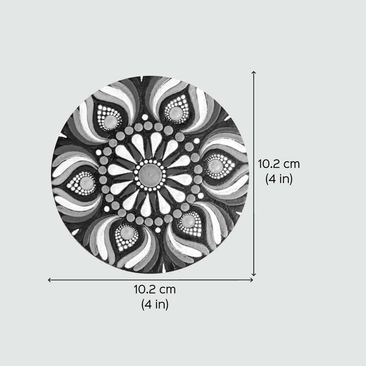 Hand-Painted Dot Mandala 4 Inch Round MDF Wood Coaster Set | Set Of 4