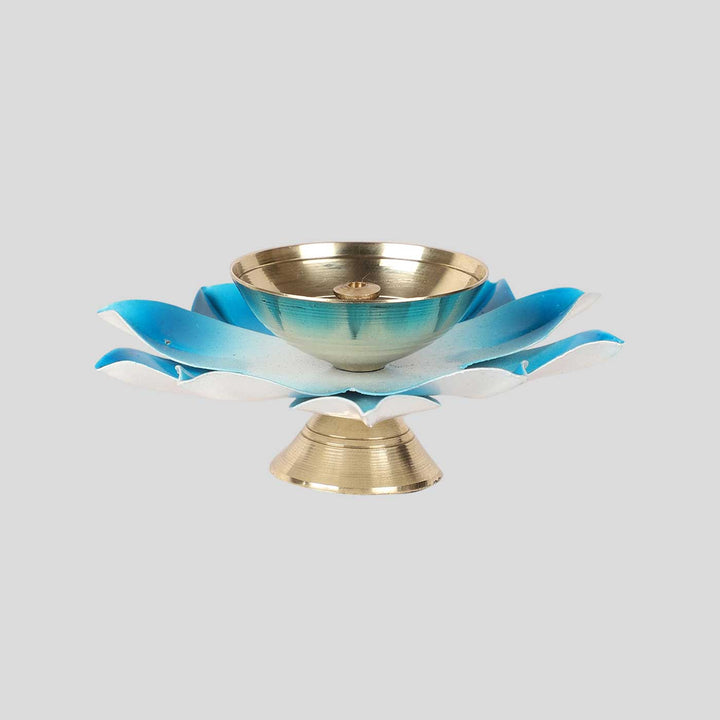 Handmade Colorful Akhand Brass Oil Lamp / Diya | Set of 4