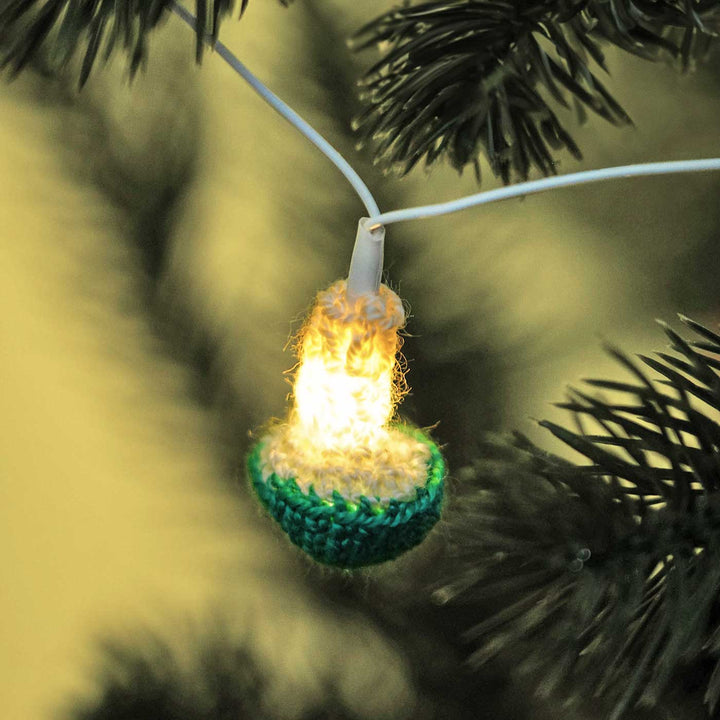 Handmade Mushroom Shaped Crochet Fairy Lights For Christmas Decoration