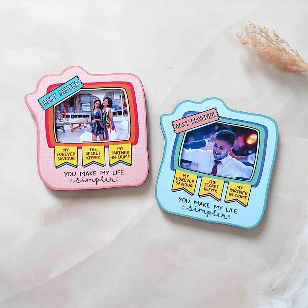 Handmade "Best Sister, Best Brother" Wooden Fridge Magnet | Set Of 2