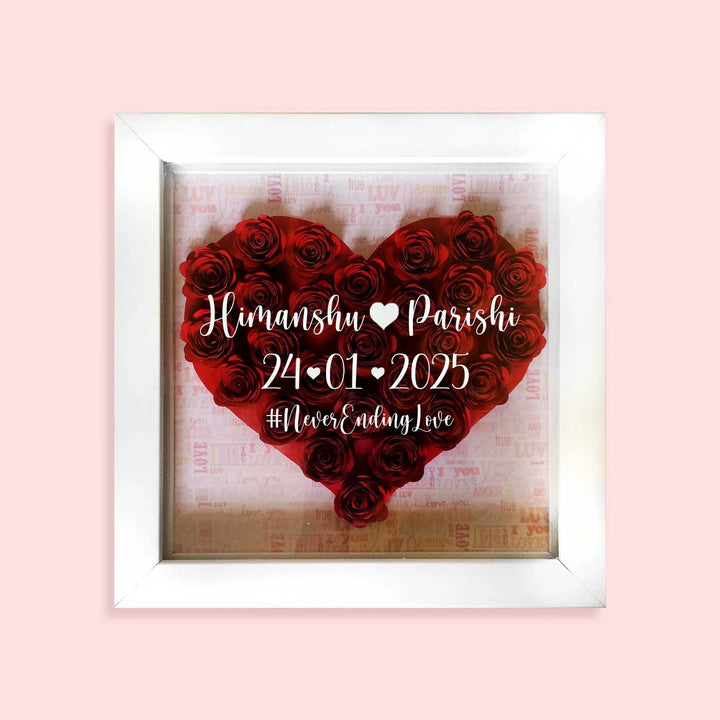 Personalized Floral Heart 3D Paper Shadow Box Frame