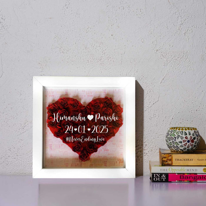 Personalized Floral Heart 3D Paper Shadow Box Frame