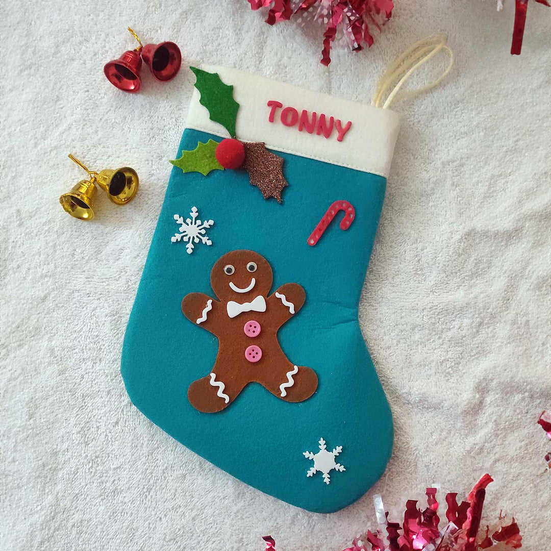 Personalized Cookie Man Felt Stockings For Christmas Decoration