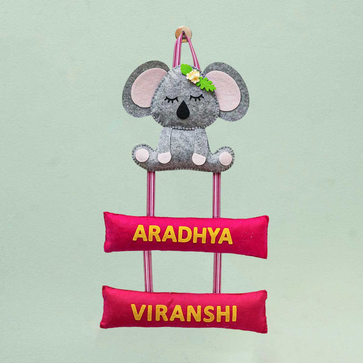 Personalized Handmade Koala Theme Felt Name Plate