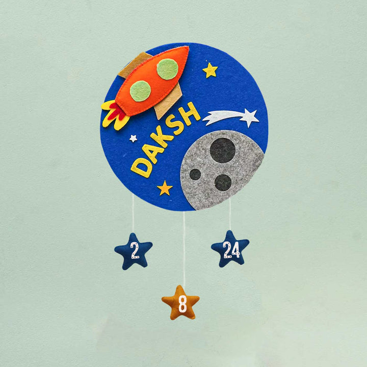 Personalized Handmade Space Theme Felt Hoop Name Plate