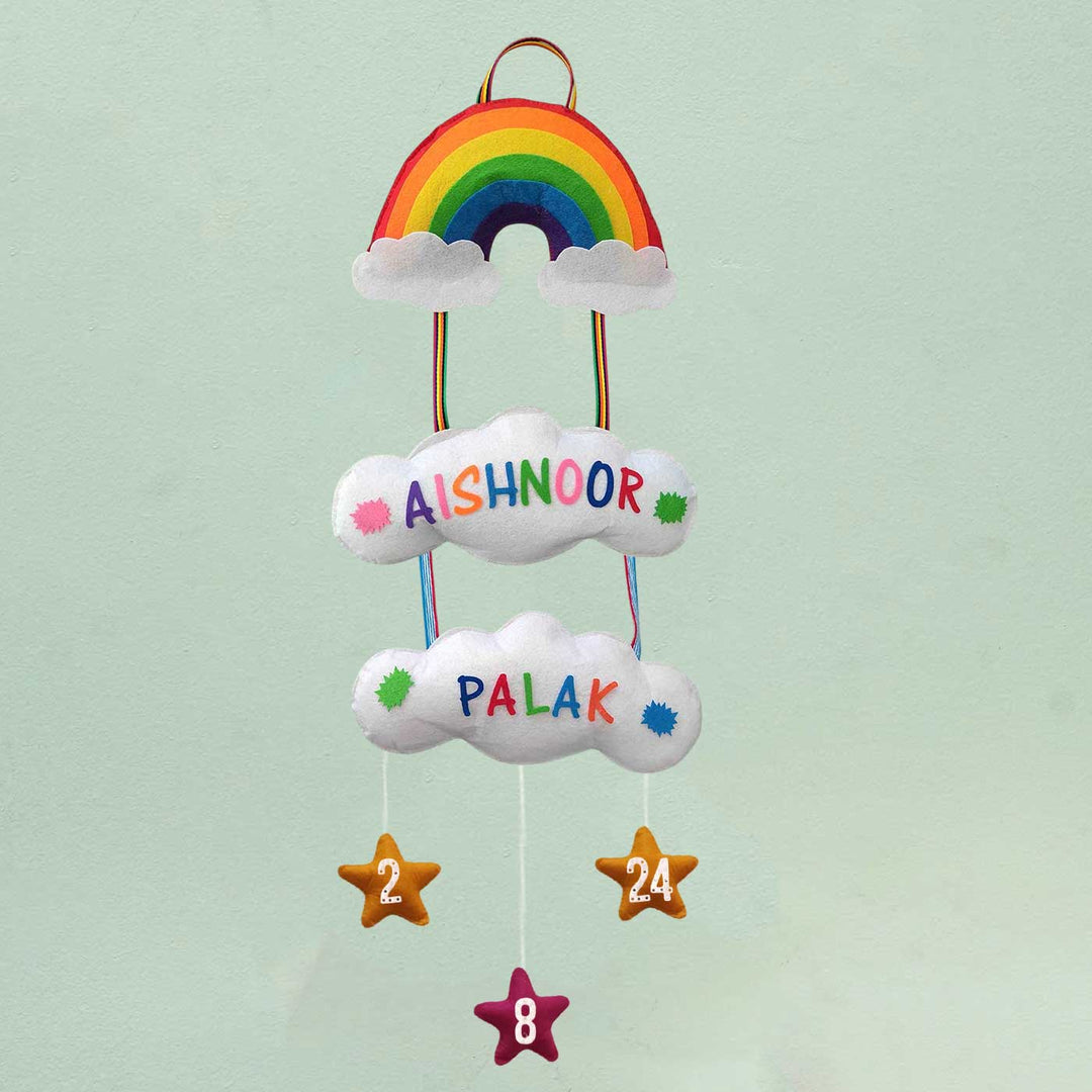 Personalized Handmade Rainbow Felt Name Plate for Siblings