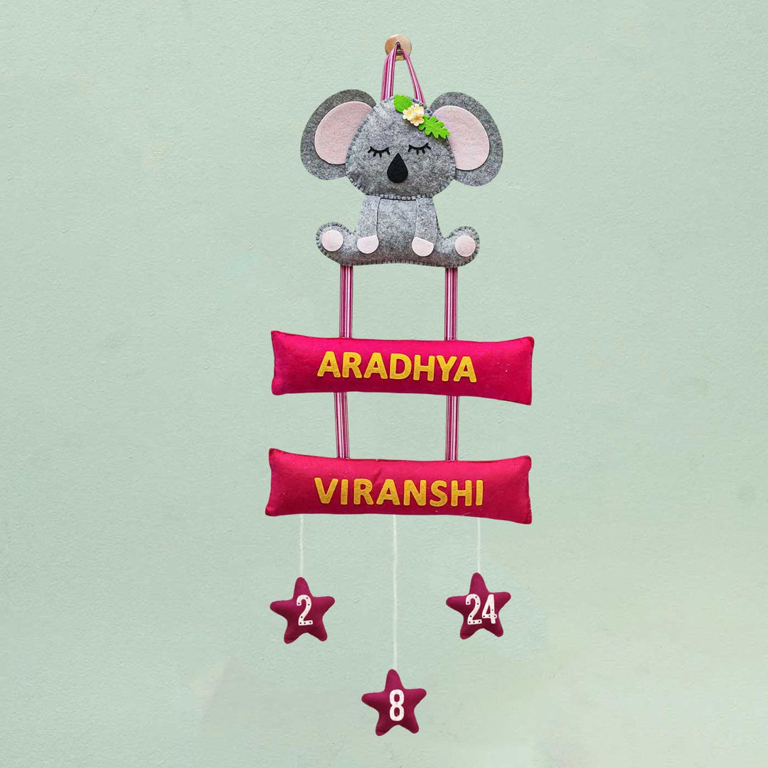 Personalized Handmade Koala Theme Felt Name Plate