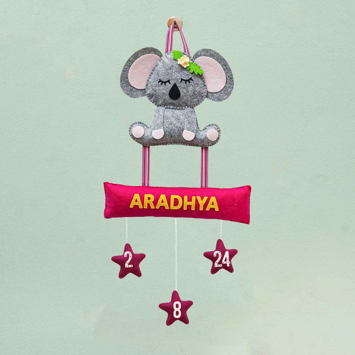 Personalized Handmade Koala Theme Felt Name Plate