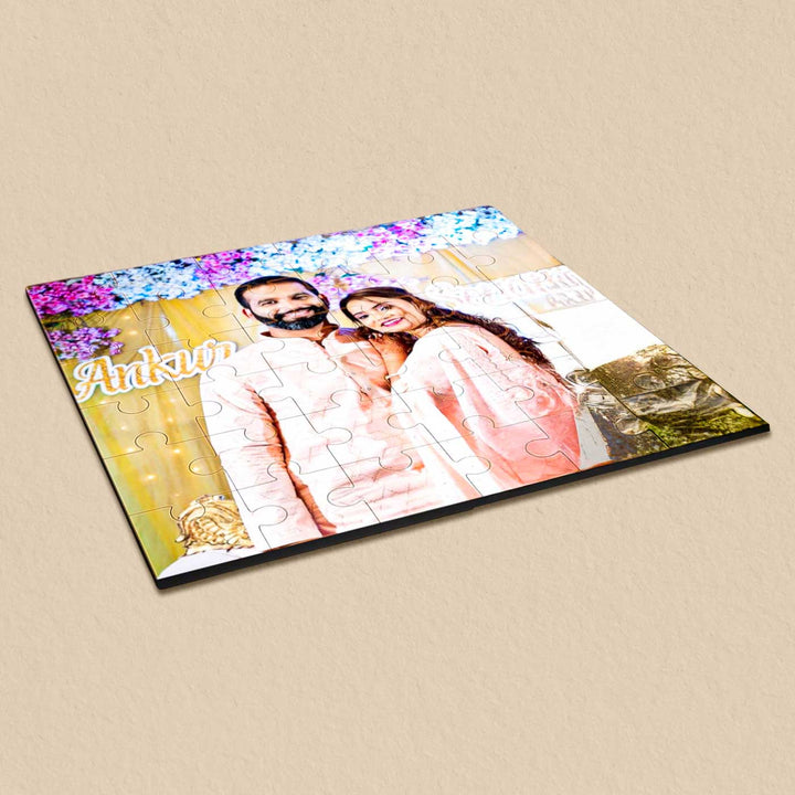 Photo Personalized Couples Acrylic Caricature Cutout With Puzzle