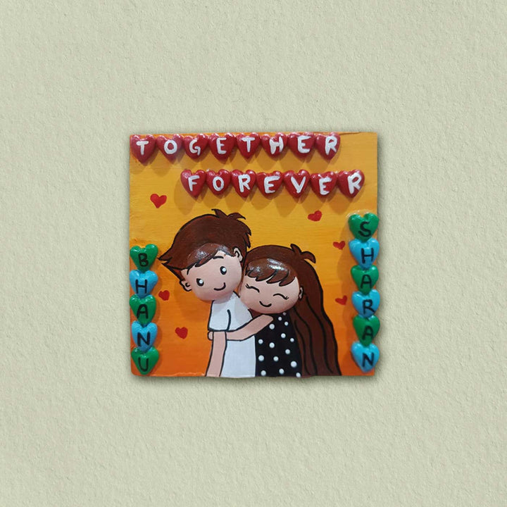 Personalized Cute Pebble Art Wooden Fridge Magnet For Couples