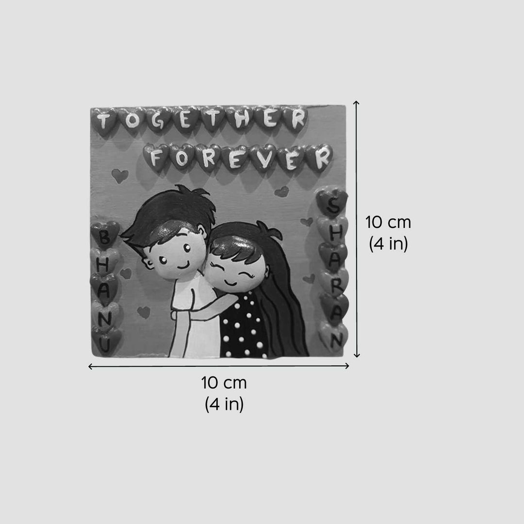 Personalized Cute Pebble Art Wooden Fridge Magnet For Couples