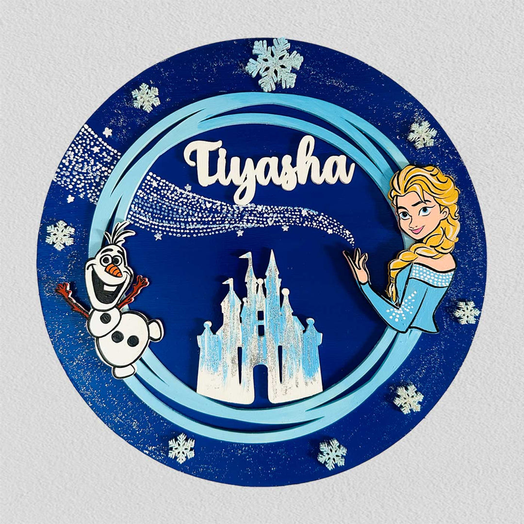 12 inch | Personalized Hand-painted Frozen Adventure MDF Wood Hanging With 3D Letters