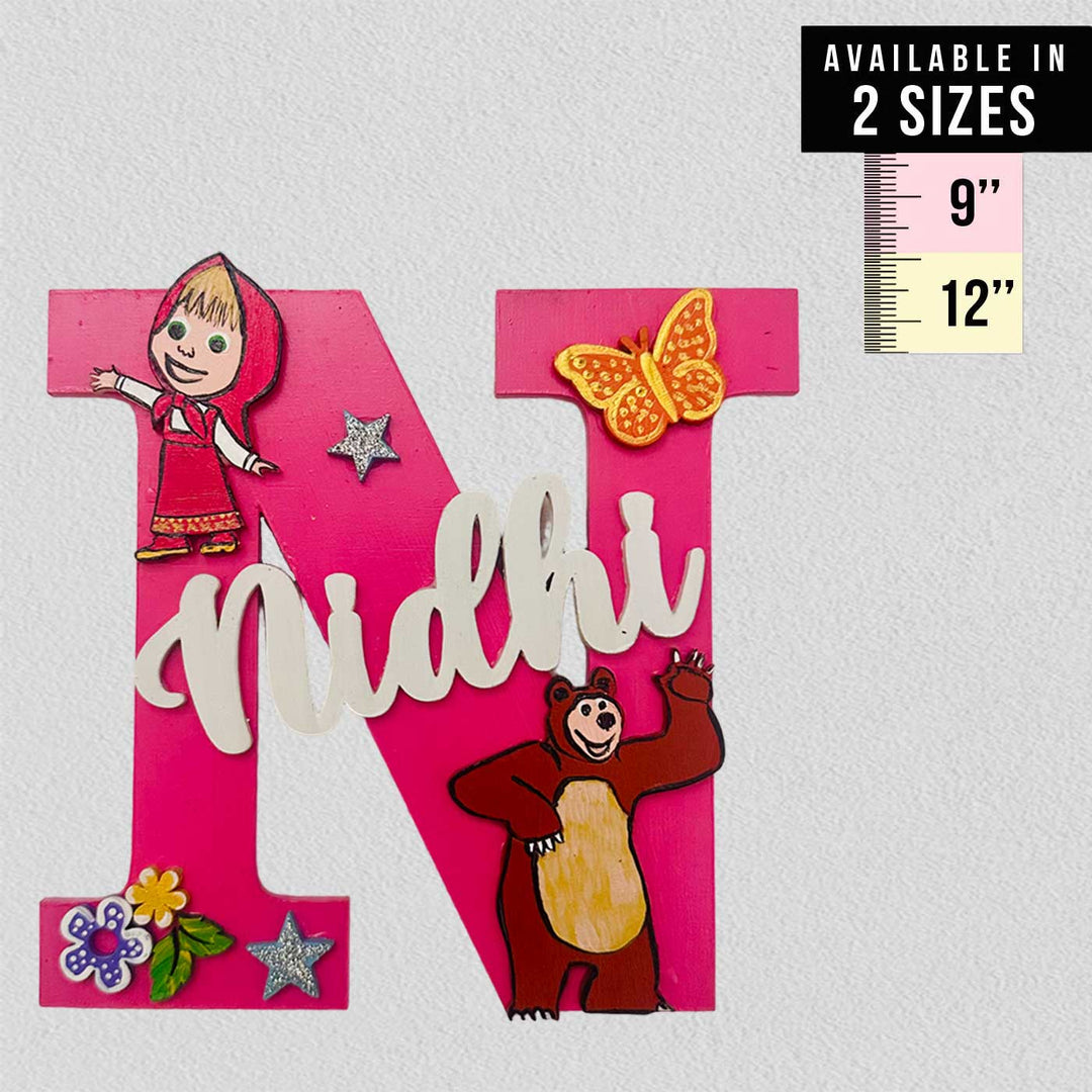 Personalized Hand-painted Masha and Bear Adventure MDF Wood Monogram With 3D Letters