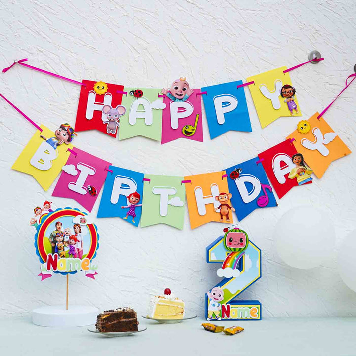 Cocomelon Themed Kids Birthday Party Decor - Set of 3