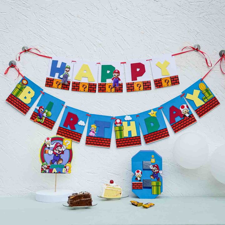 Mario Themed Kids Birthday Party Decor - Set of 3