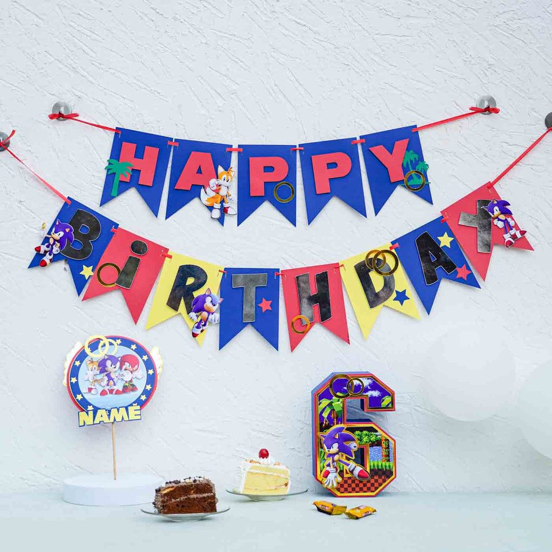 Sonic Themed Kids Birthday Party Decor - Set of 3