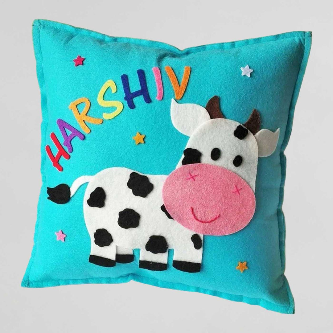 Personalized Handmade Cow Theme Felt Kids Pillow