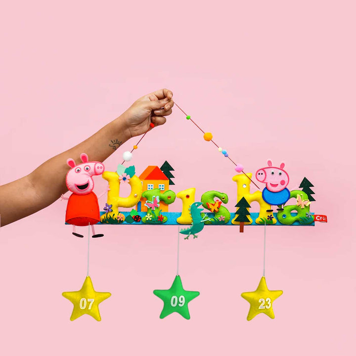 Handcrafted Personalized Peppa Pig Felt Nameplate for Kids