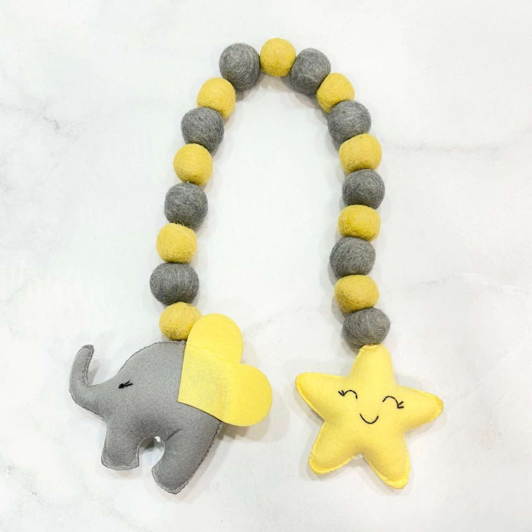 Handmade Grey Baby Ellie Theme Felt Curtain Tie-Back