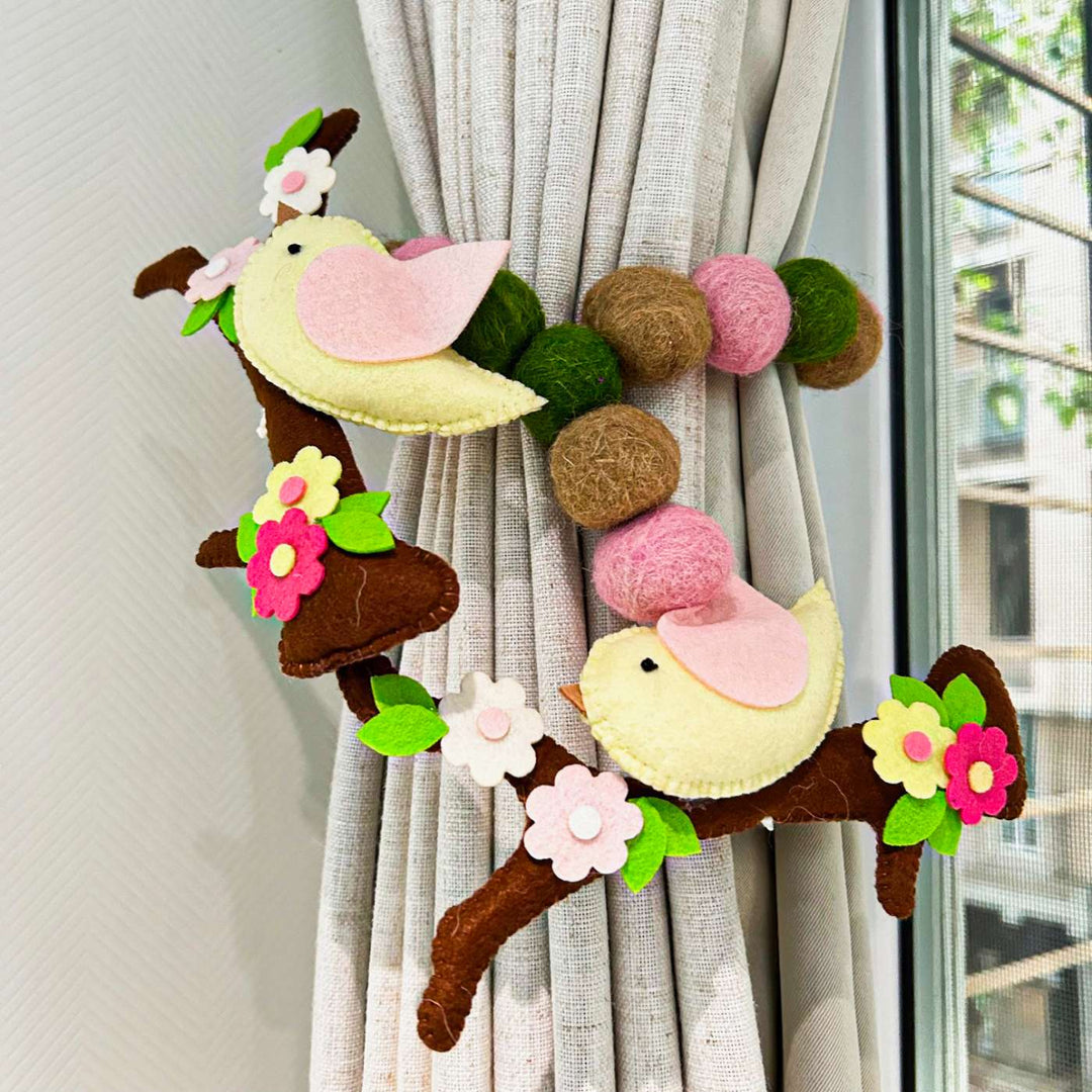 Handmade Bird Haven Theme Felt Curtain Tie-Back