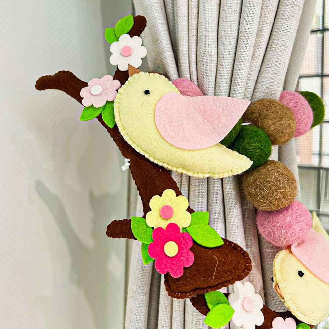 Handmade Bird Haven Theme Felt Curtain Tie-Back