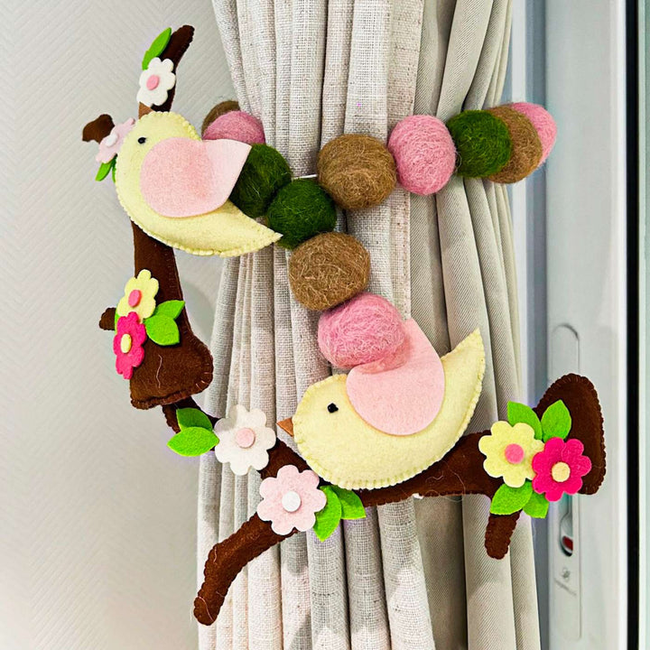 Handmade Bird Haven Theme Felt Curtain Tie-Back