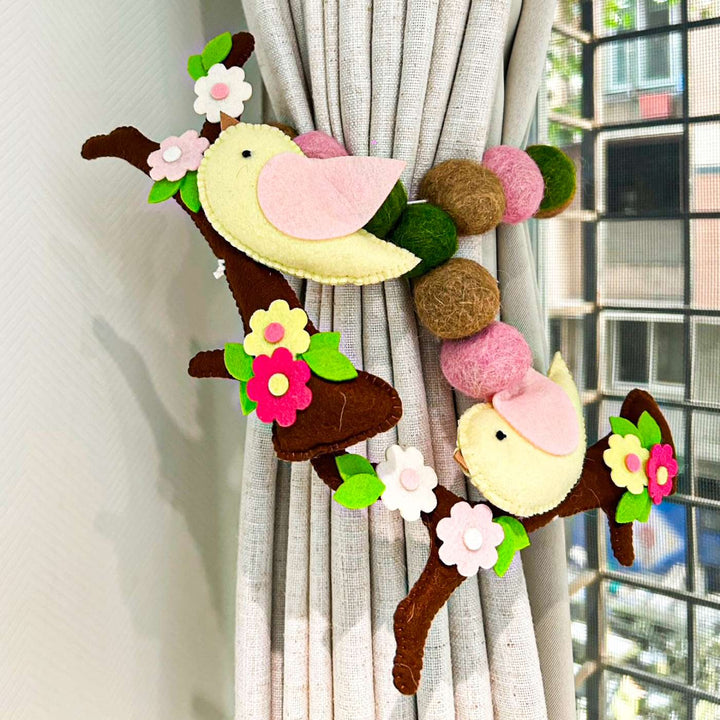 Handmade Bird Haven Theme Felt Curtain Tie-Back