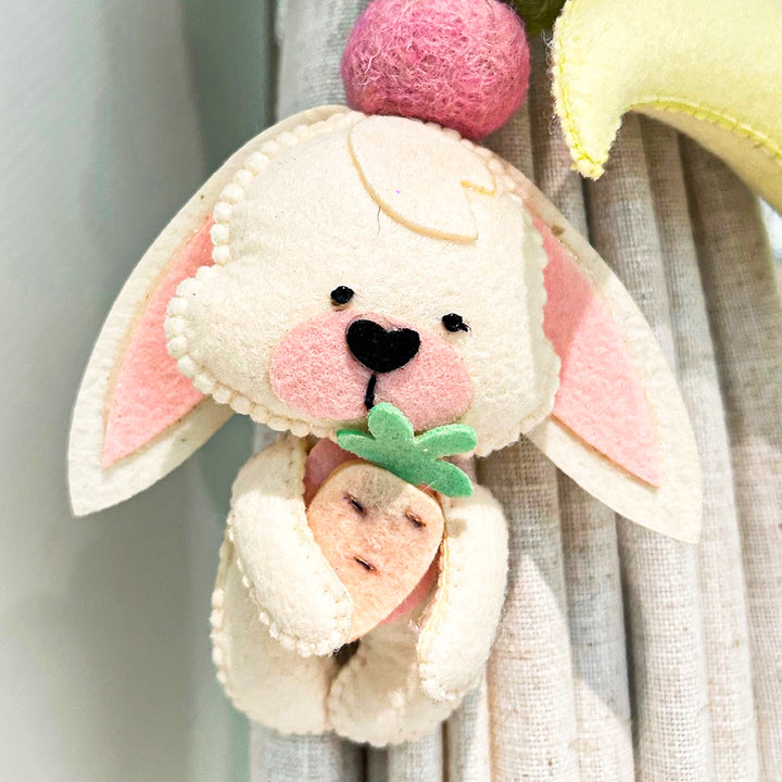 Handmade Bunny'S Delight Theme Felt Curtain Tie-Back