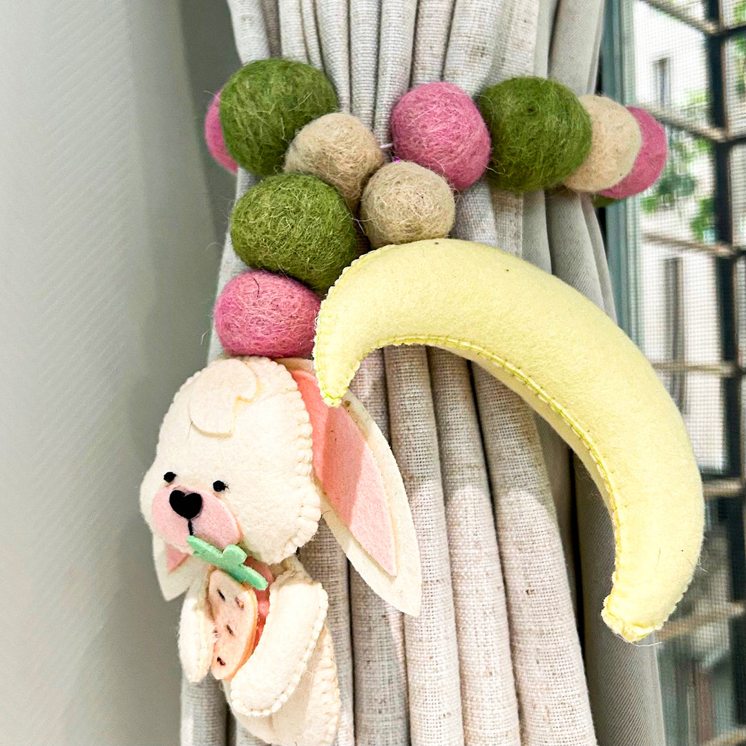 Handmade Bunny'S Delight Theme Felt Curtain Tie-Back