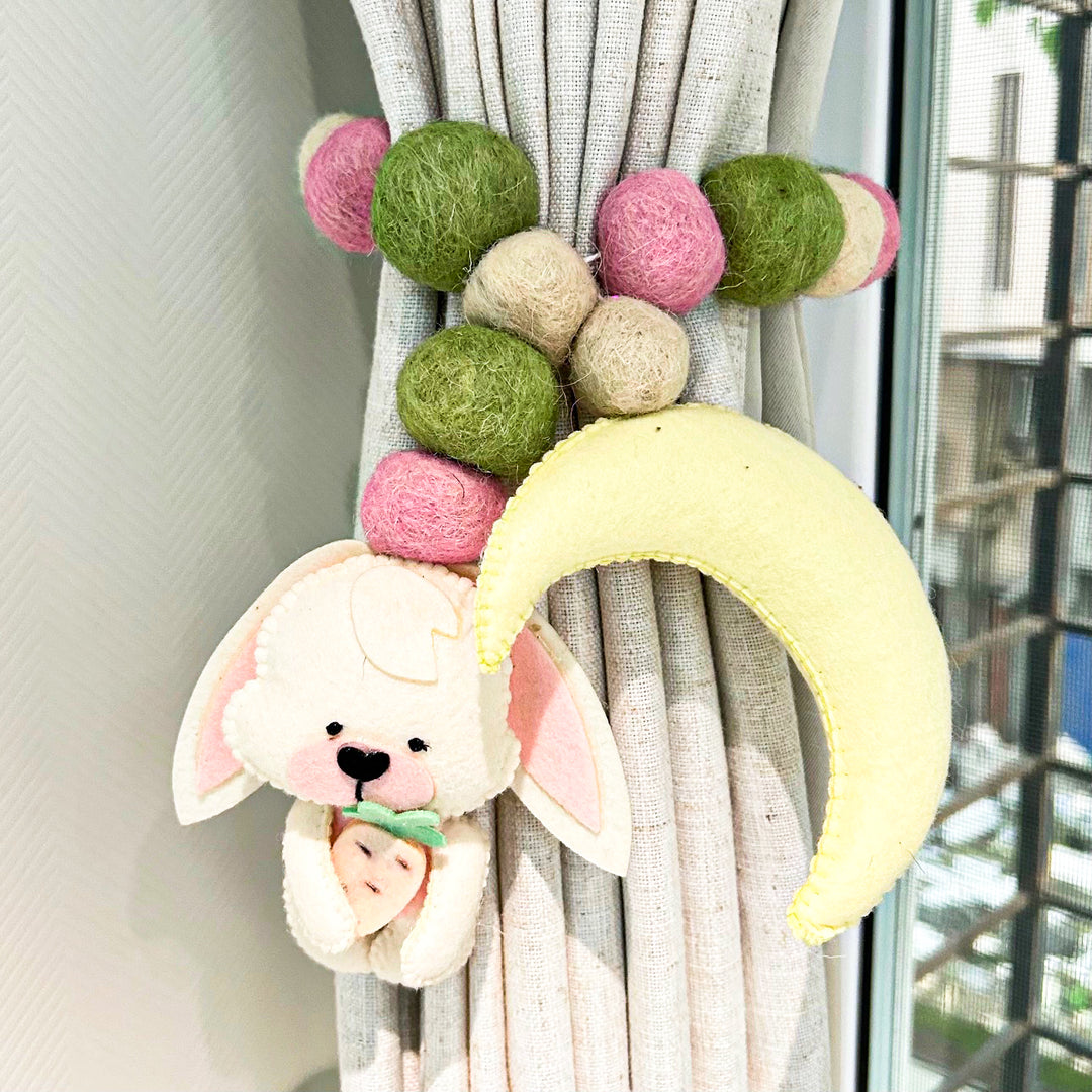 Handmade Bunny'S Delight Theme Felt Curtain Tie-Back