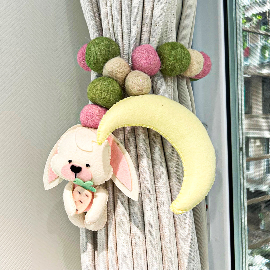 Handmade Bunny'S Delight Theme Felt Curtain Tie-Back