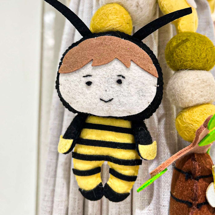 Handmade Buzzing Bliss Theme Felt Curtain Tie-Back