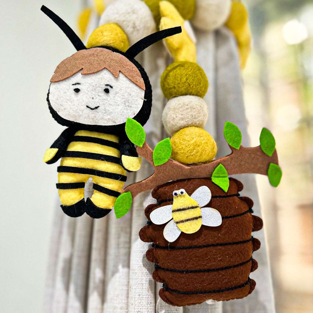 Handmade Buzzing Bliss Theme Felt Curtain Tie-Back