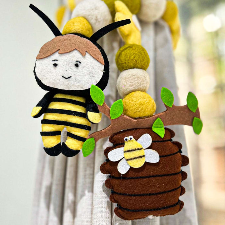 Handmade Buzzing Bliss Theme Felt Curtain Tie-Back