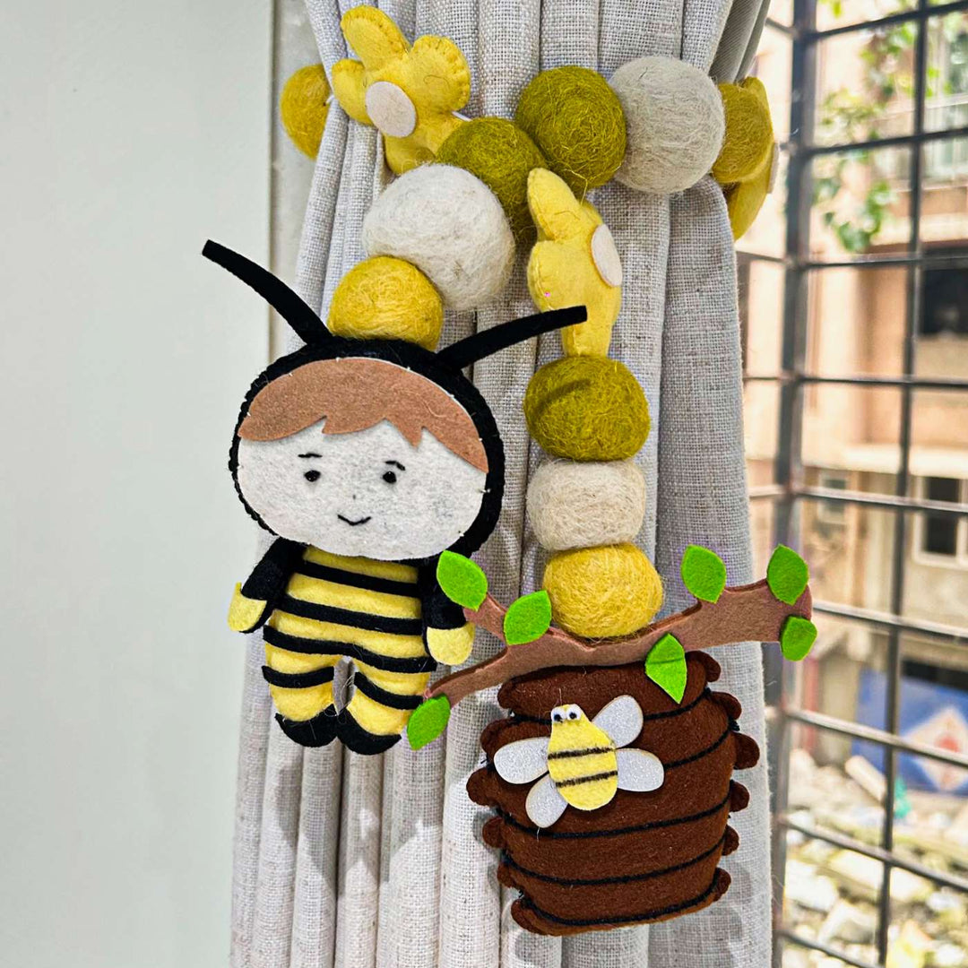 Handmade Buzzing Bliss Theme Felt Curtain Tie-Back