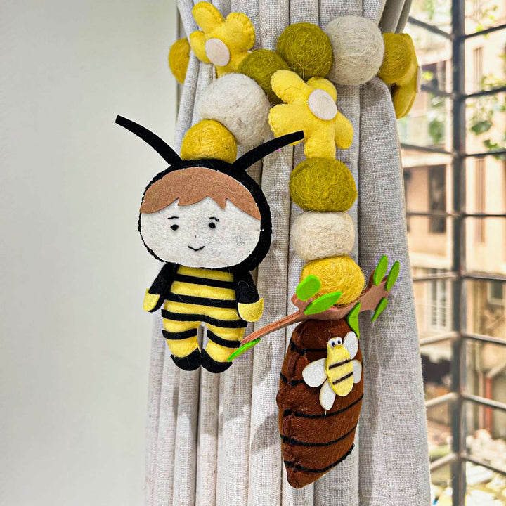 Handmade Buzzing Bliss Theme Felt Curtain Tie-Back