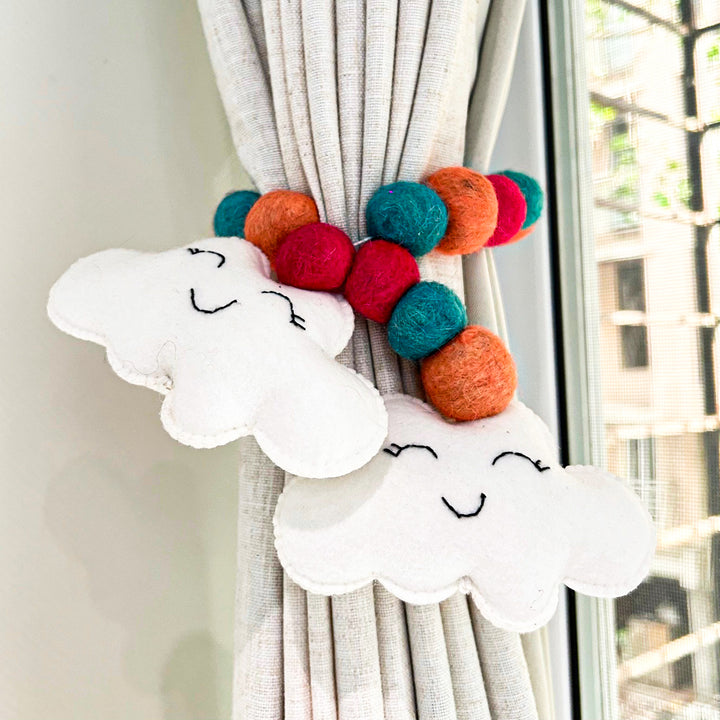 Handmade Cheerful Cloud Theme Felt Curtain Tie-Back