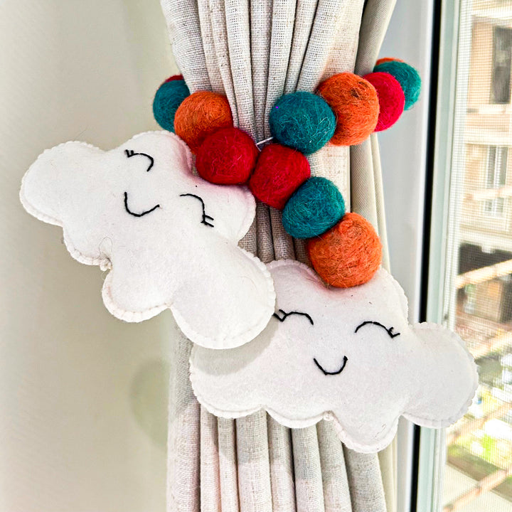 Handmade Cheerful Cloud Theme Felt Curtain Tie-Back