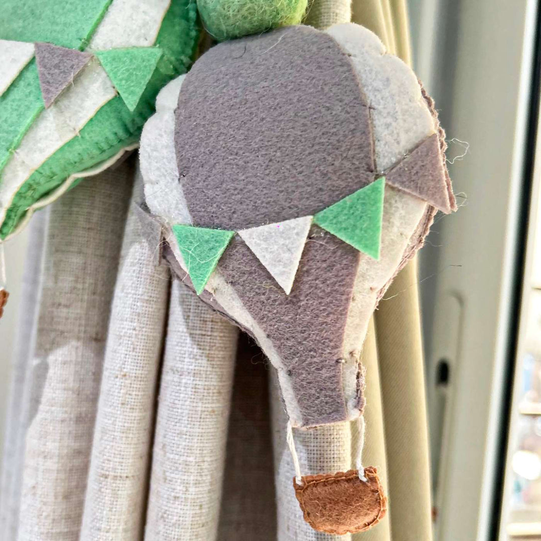 Handmade Hot Air Balloon Adventure Theme Felt Curtain Tie-Back