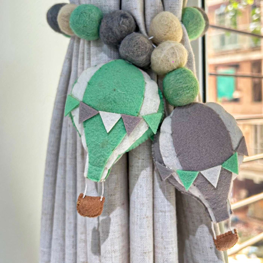 Handmade Hot Air Balloon Adventure Theme Felt Curtain Tie-Back