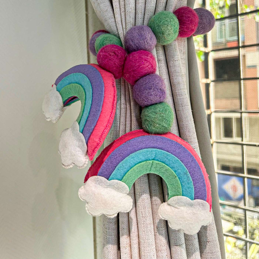 Handmade Rainbow Radiance Theme Felt Curtain Tie-Back