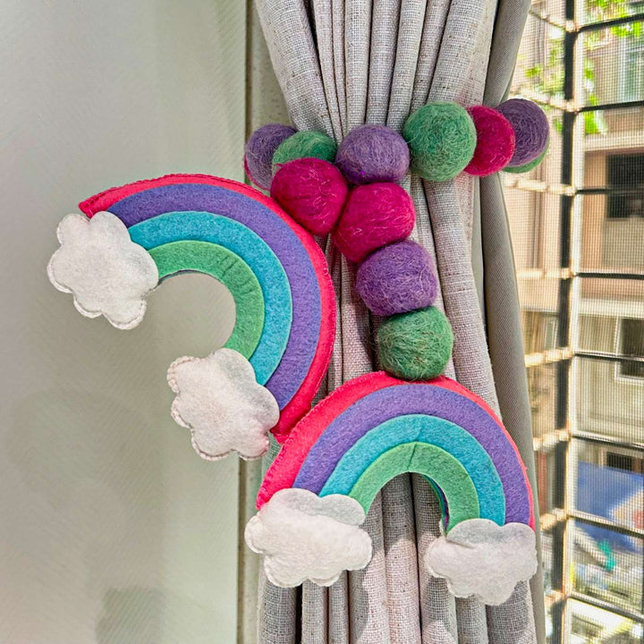 Handmade Rainbow Radiance Theme Felt Curtain Tie-Back