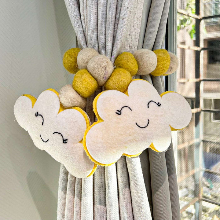 Handmade Smiling Cloud Theme Felt Curtain Tie-Back