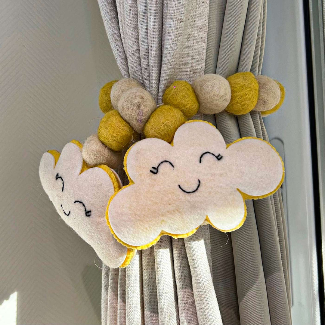 Handmade Smiling Cloud Theme Felt Curtain Tie-Back