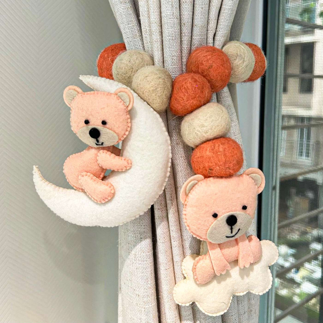 Handmade Teddy’S Celestial Journey Theme Felt Curtain Tie-Back