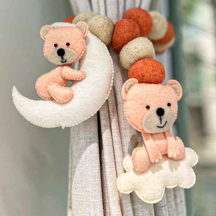 Handmade Teddy’S Celestial Journey Theme Felt Curtain Tie-Back