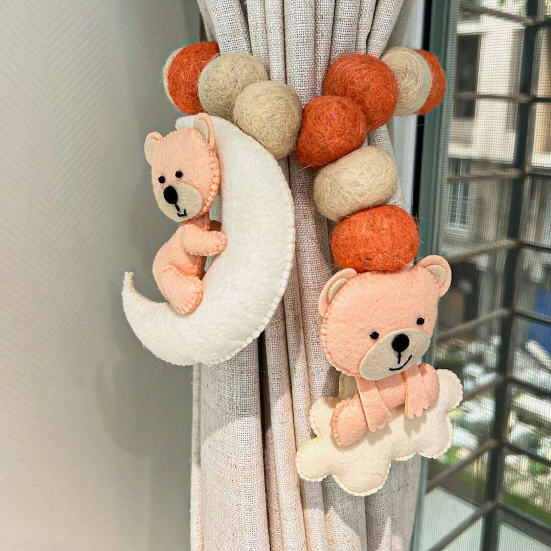 Handmade Teddy’S Celestial Journey Theme Felt Curtain Tie-Back